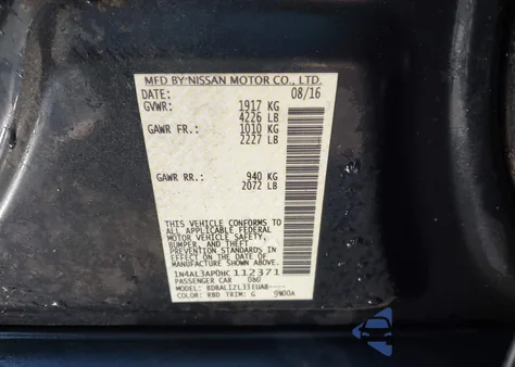 2017 Nissan Altima 2.5/2.5 S/2.5 Sl/2.5 Sr/2.5 Sv z USA, uszkodzony, nr VIN 1N4AL3AP0HC112371